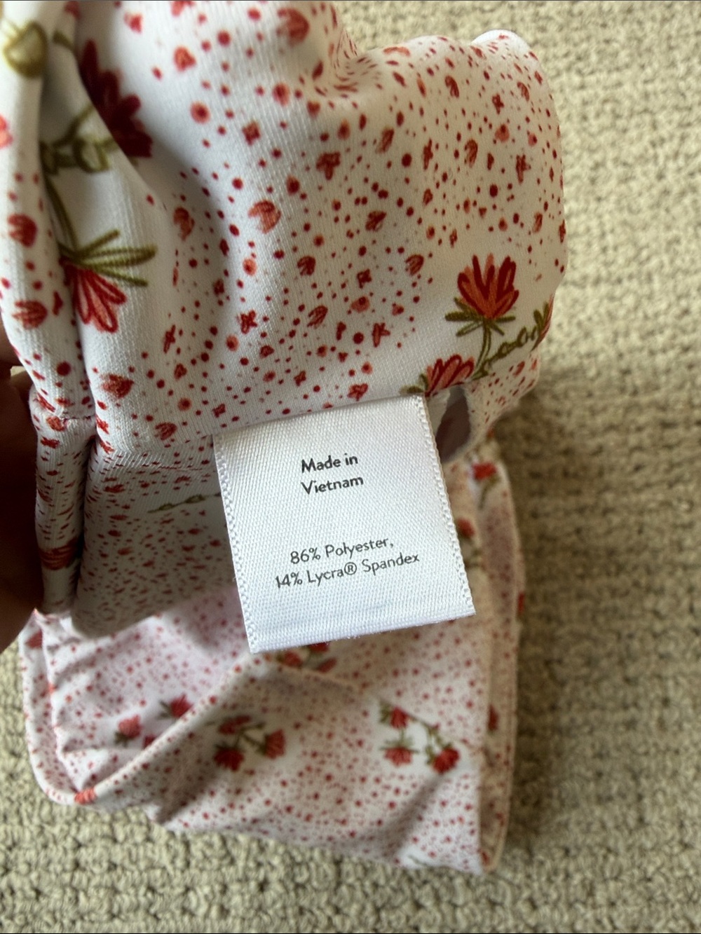 Minnow High-Waist Floral Tie-Shoulder Bikini Top (S) and Bottom (M)- Red Floral - Picture 10 of 10